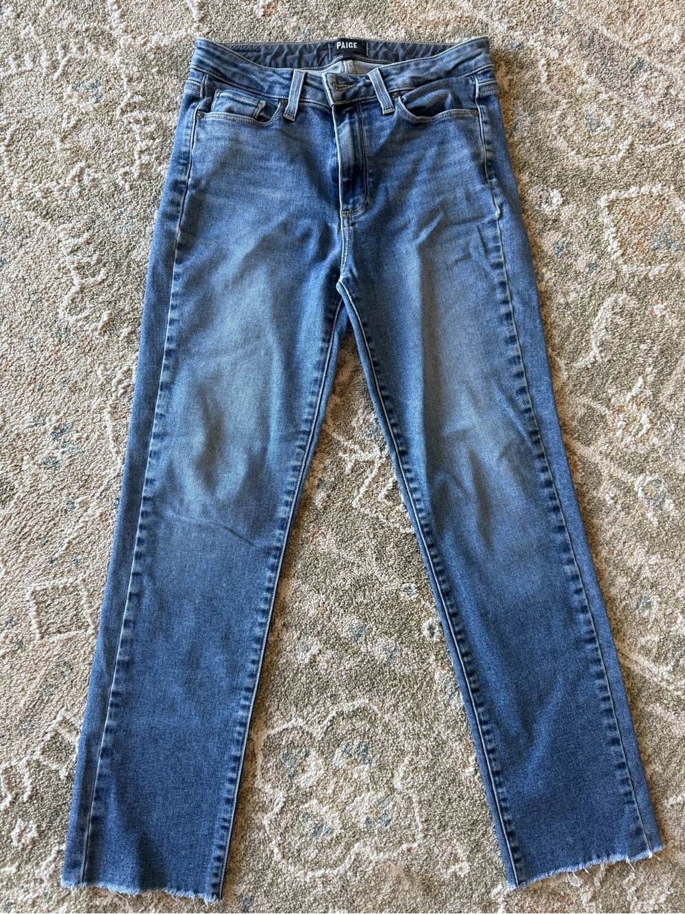 PAIGE High-Rise Jacqueline Straight Leg Jeans in Medium Blue